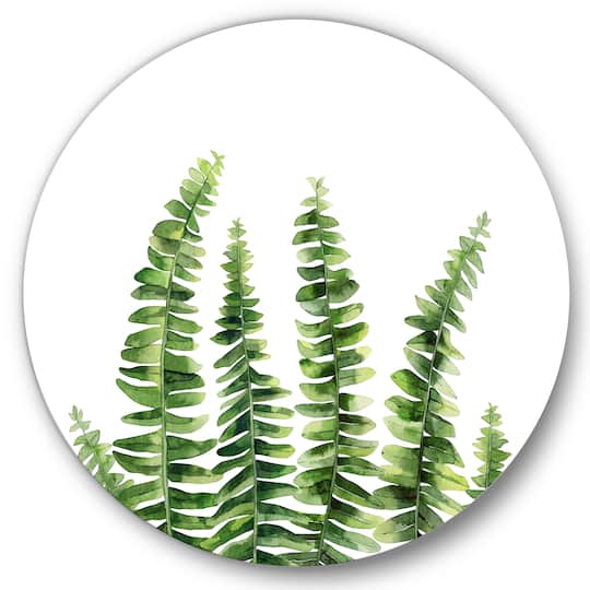 Designart - Fern Leaves Detail II - Farmhouse Metal Circle Wall Art